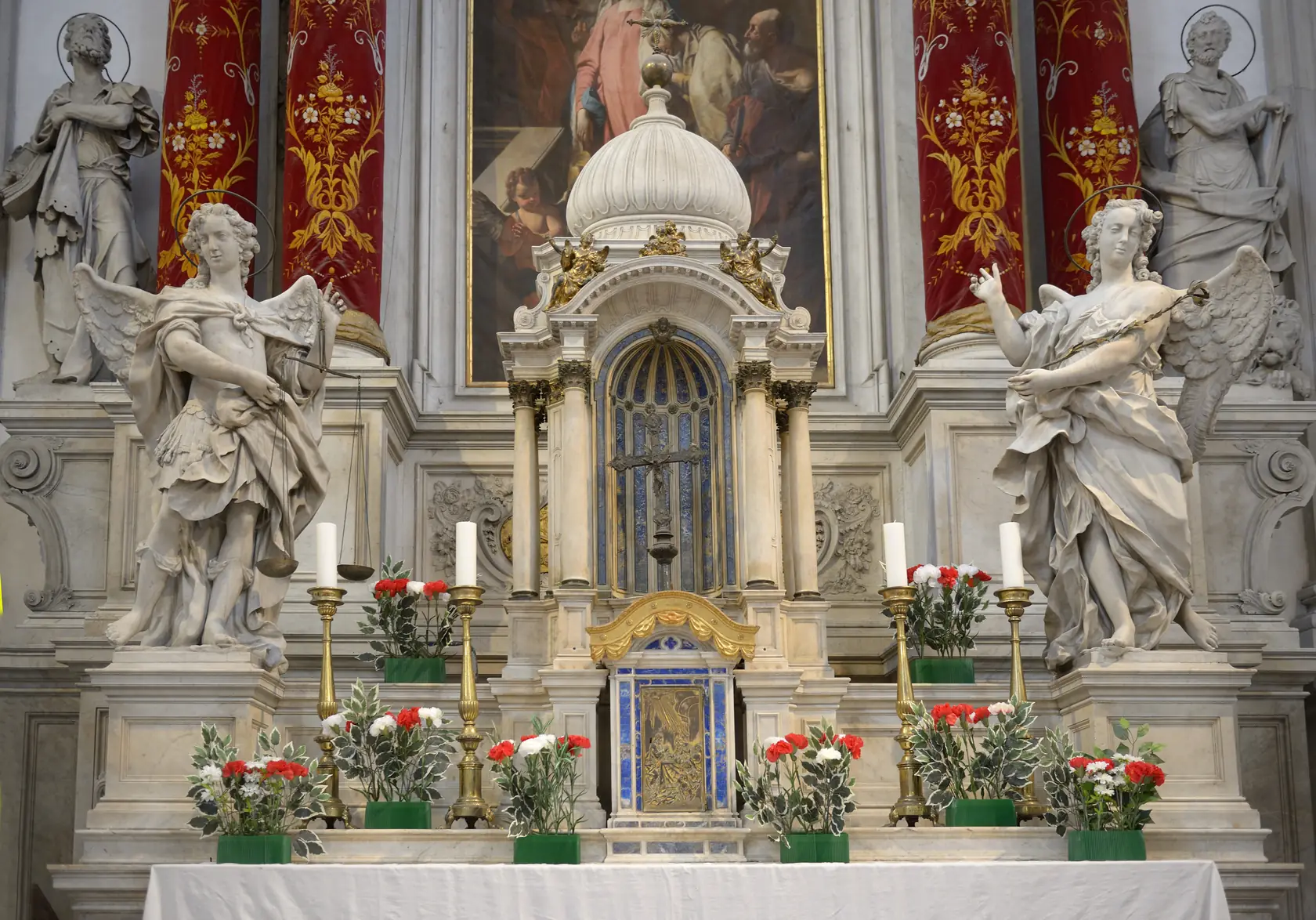 The baroque interior and altar of the Church of the Pietà in Venice